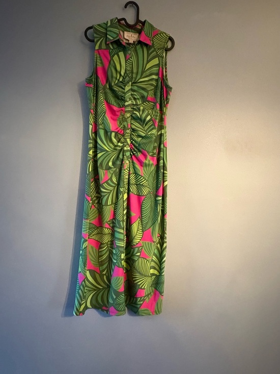 Flora Bea Nyc Dresses & Skirts - NWT Flora Bea Sleeveless Adrianne Maxi Dress Green & Pink Tropical Print
